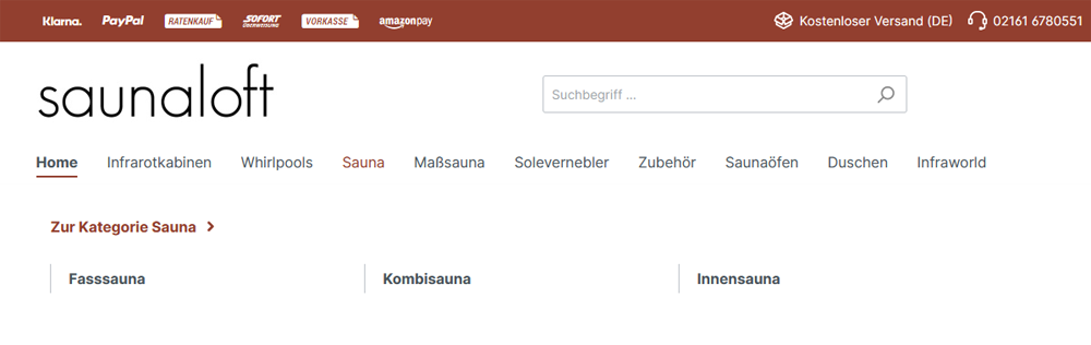 Shop-Saunaloft.de Navigation Shop-Saunaloft.de Navigation