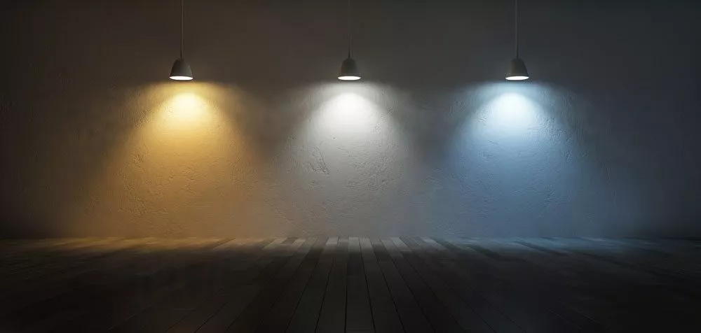 Warmweißes, neutralweißes und kaltweißes Licht Licht Farbtemperatur